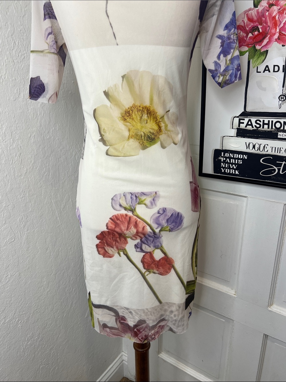 Ganni Cream Floral Mesh Dress RTM - Picture 8 of 10
